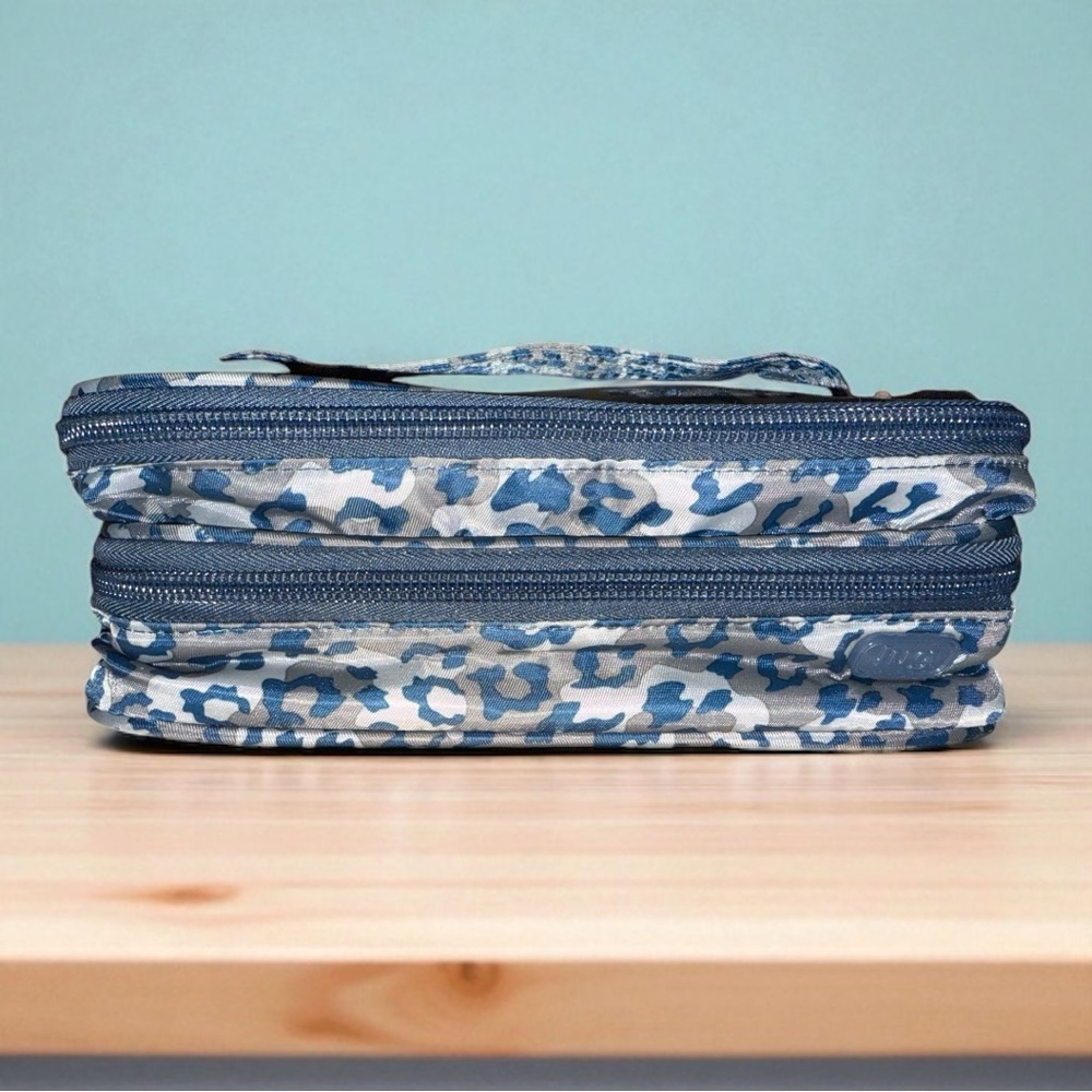 Lug Blue Leopard Cosmetic Bag with Multi-Compartment Design